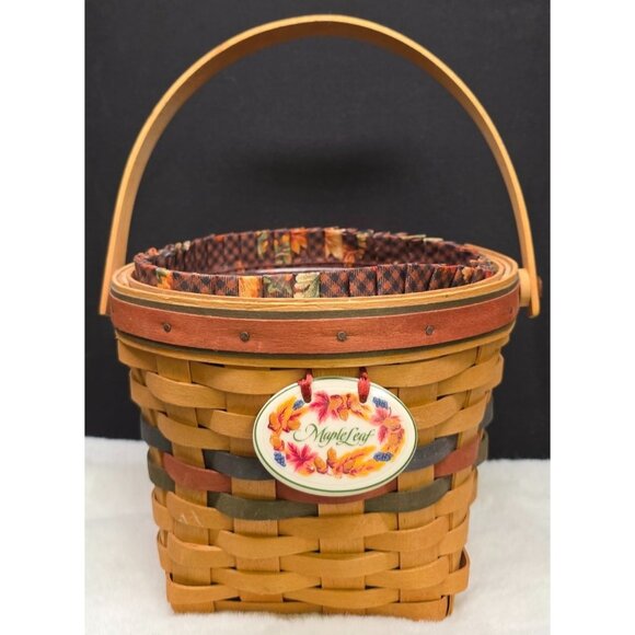 Vintage Longaberger "Shades of Autumn" Maple Leaf Basket w Liner and Protector - Picture 1 of 10